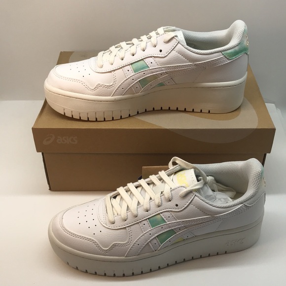 Asics Womenś Japan S PF Retro Platform Sneaker Size 9 White/Oasis Green Color - Picture 8 of 12